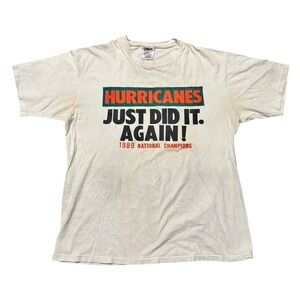 Vintage Miami Hurricanes 1989 National‎ Champions T Shirt XL Oneita Power-T USA